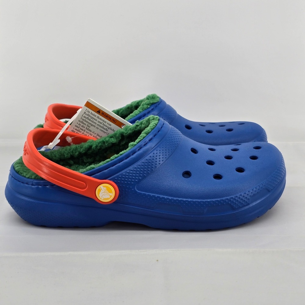 Crocs Classic Lined Clog K Blue Green Orange Kids Size J4 207010-4LB NEW